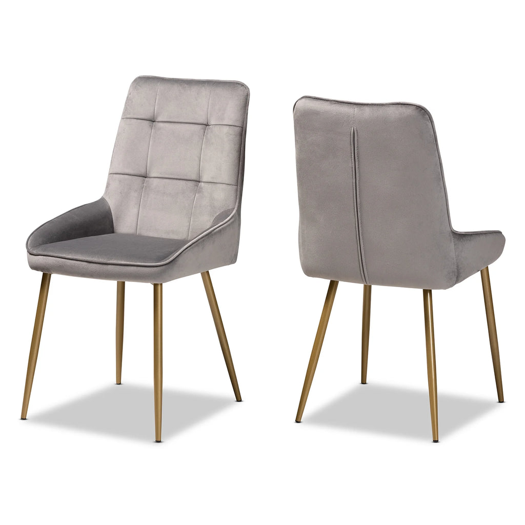 Grey and Gold Dining Chair Set of 2 C325