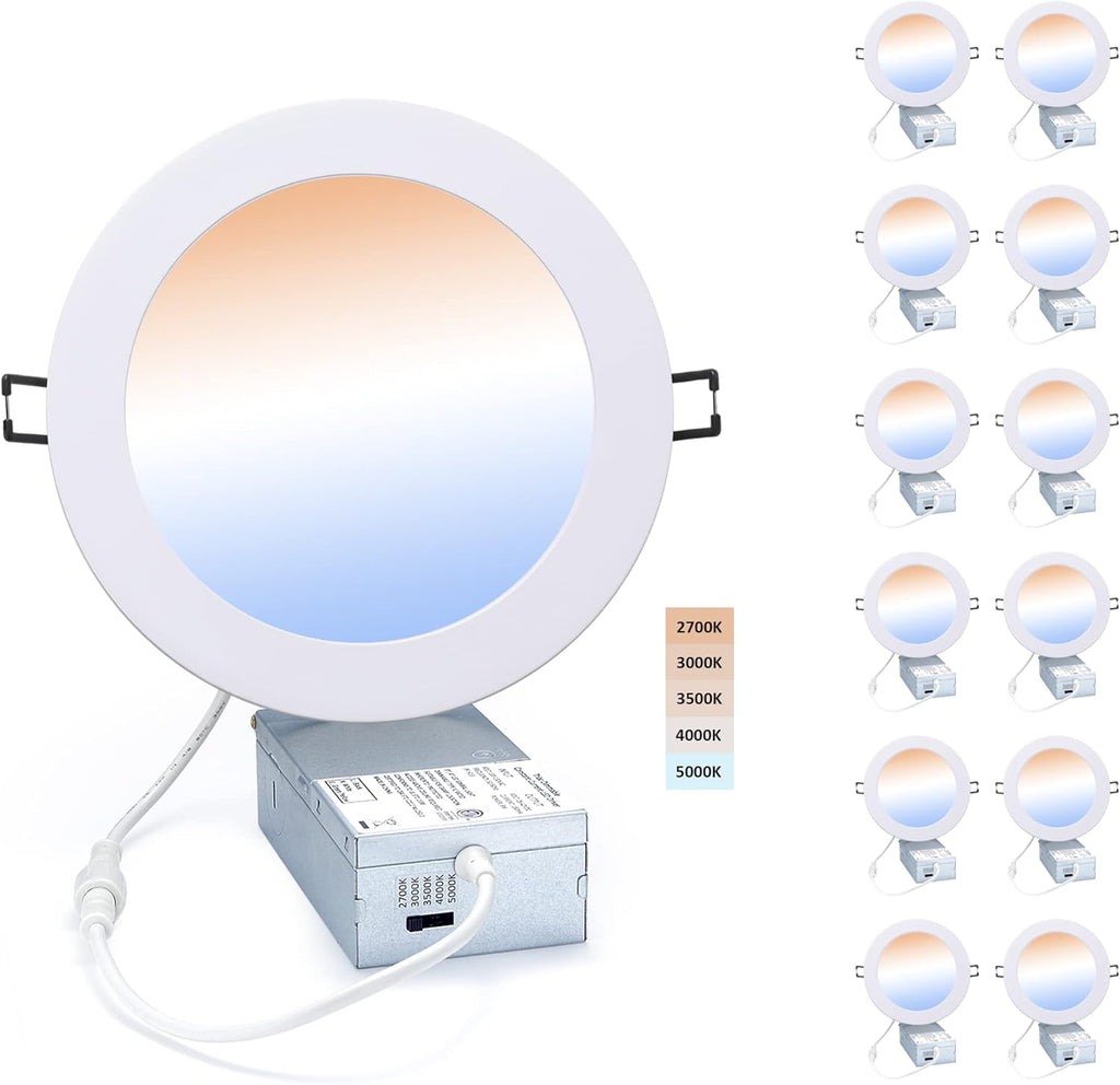 12W 5CCT Changeable Brushed Nickel LED Recessed Lights 12Pack A12632