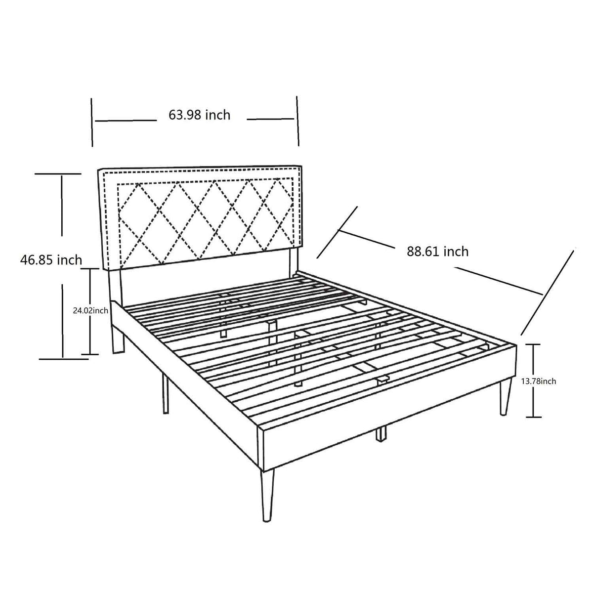 Queen Size Platform Bed with Wooden Frame N535219