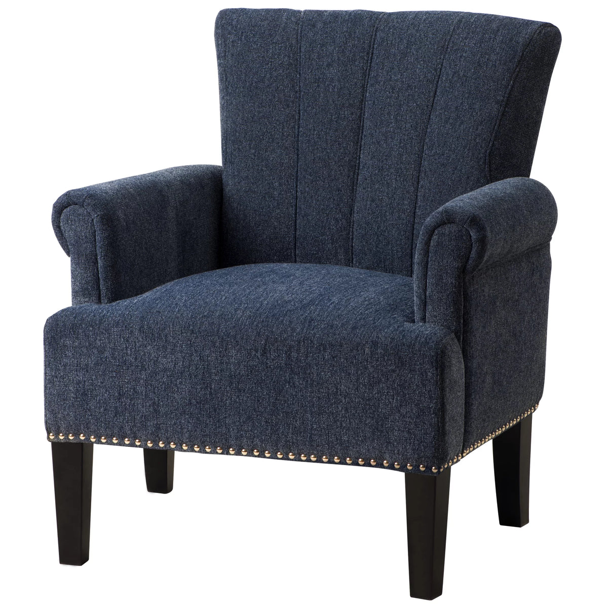 Navy Blue Tufted Polyester Armchair Z5798