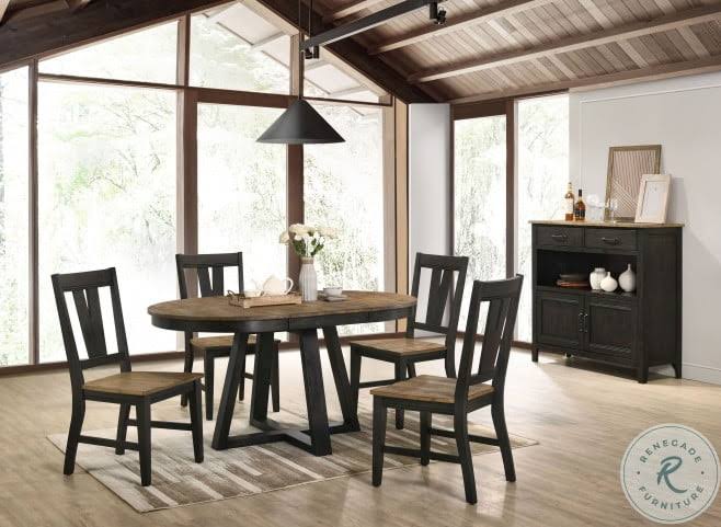 Brushed Brown Pecan Round Dining Table F850
