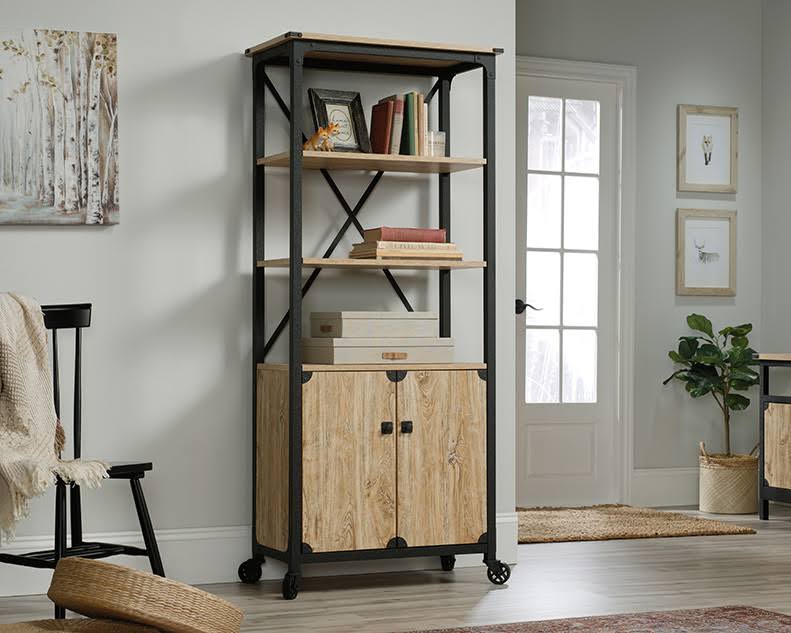 Milled Mesquite Finish Bookcase with Doors B7090
