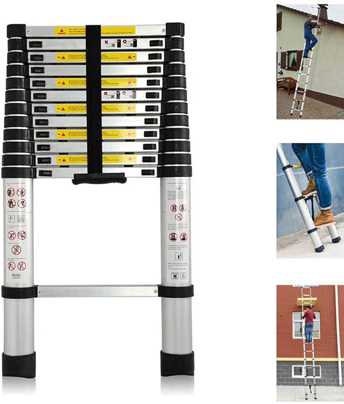 Aluminum Telescoping Extension Ladder 12.5ft 330lb Capacity T8875