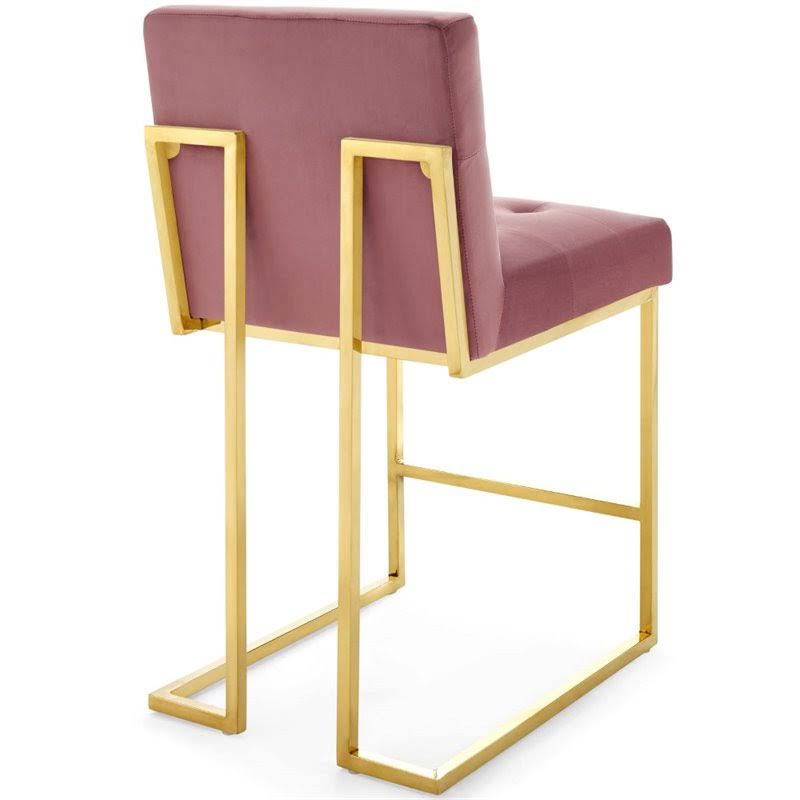 Velvet Counter Stool in Gold and Rose (Set of 2) E57954