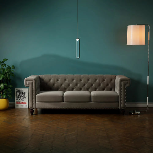3 Seater Velvet Sofa with 3 Pillows H5295