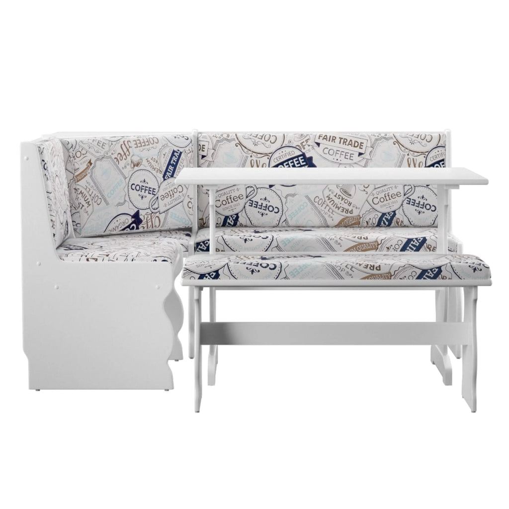 White Dining Nook with Table and Bench J6415