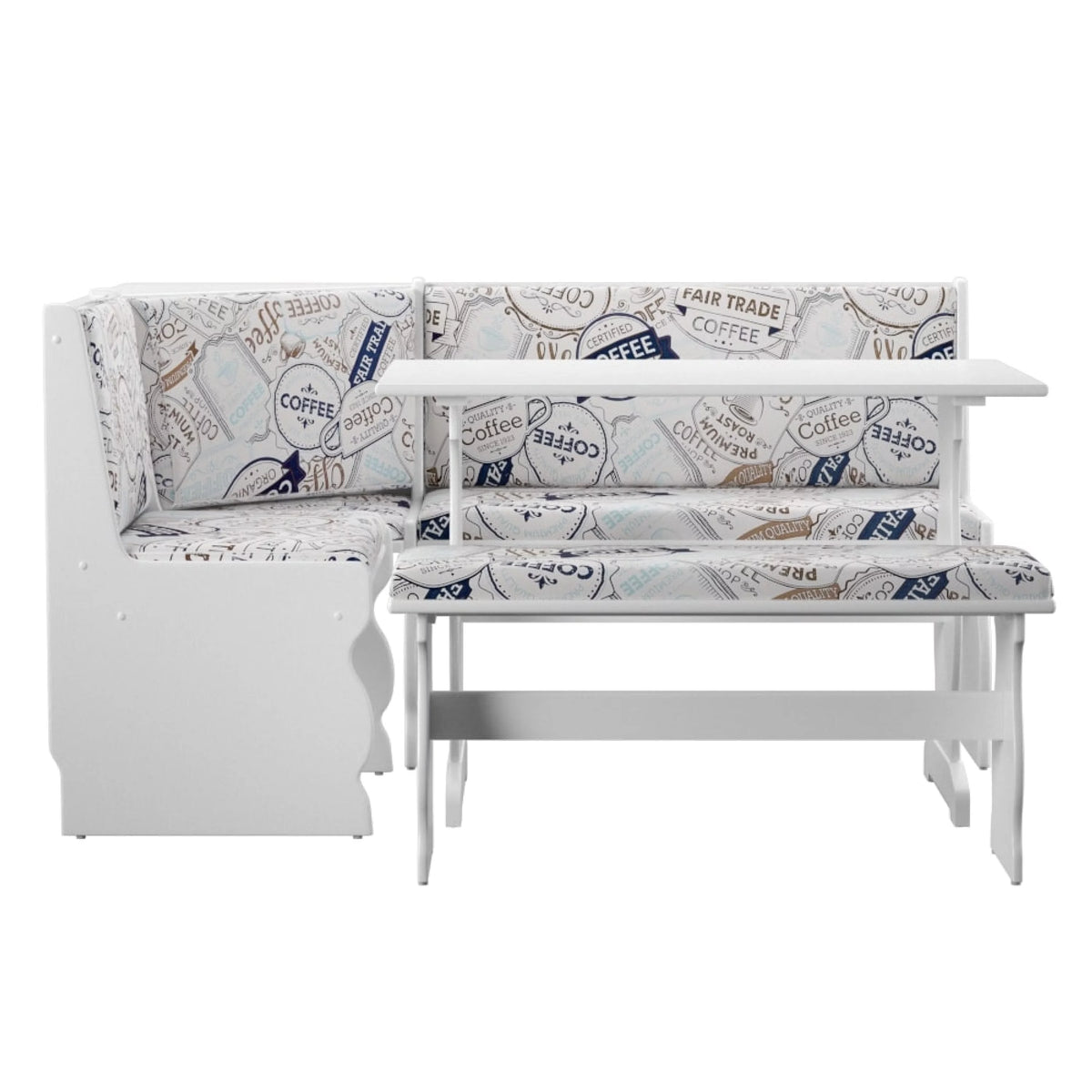 White Dining Nook with Table and Bench J6415