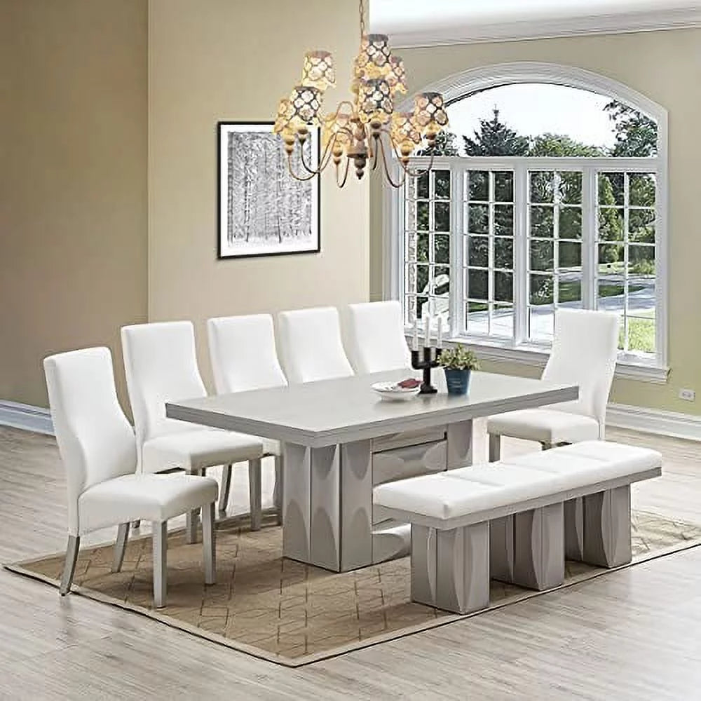 8-Piece Pedestal Wood Dining Set C9255