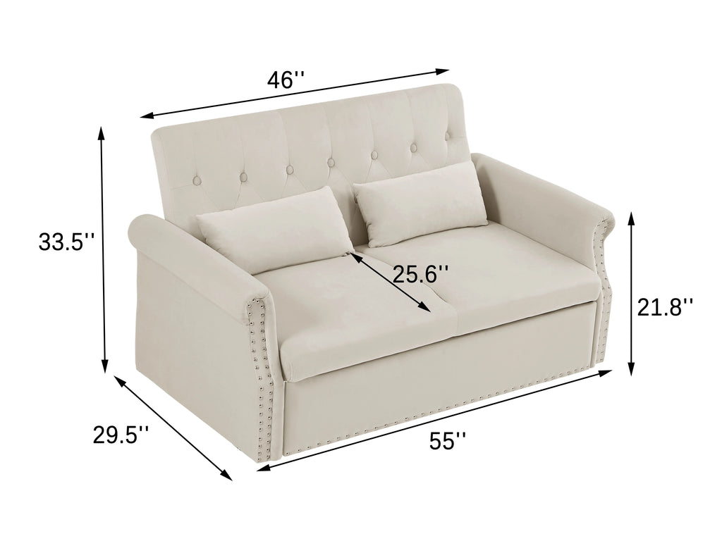 Velvet Convertible Sleeper Sofa Bed M48839