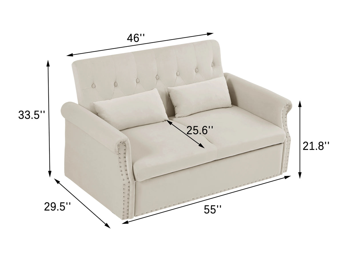 Velvet Convertible Sleeper Sofa Bed M48839