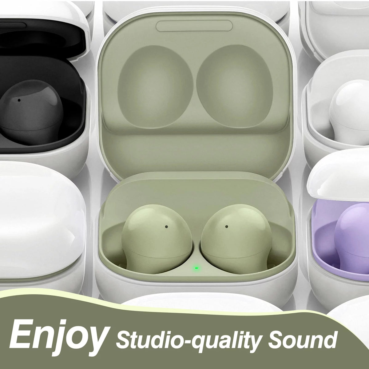 Truly Wireless Bluetooth Headphones with Noise Isolation, Amplified Bass and Dual Dynamic Microphone - Green G6253