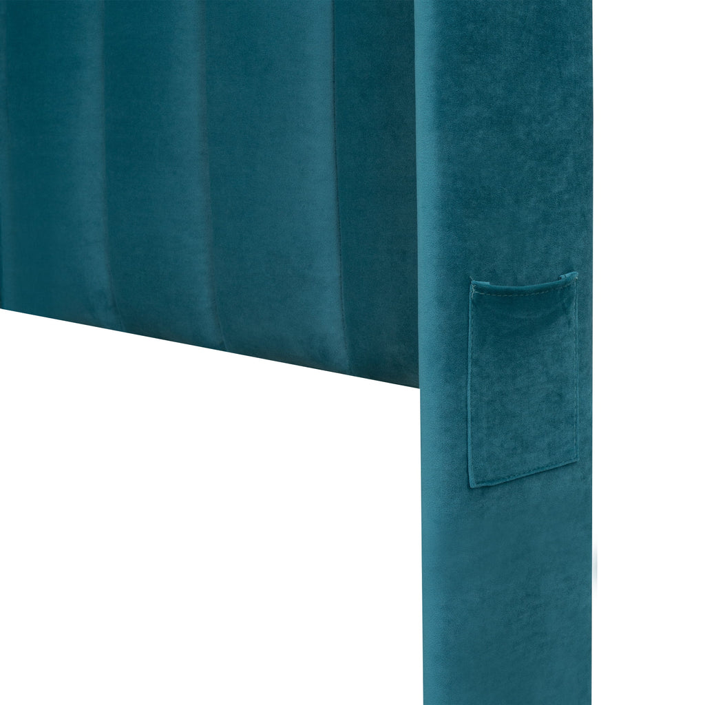 Queen Size Velvet Upholstered Platform Bed with Storage and Headboard P791