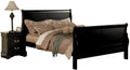 Queen Panel Bed 3pc Set with 2 Nightstands Black Finish V84616