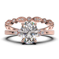 10k Solid Rose Gold Oval Cut Diamond Moissanite Engagement Ring W478