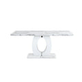 White Faux Marble Pedestal Dining Table F857264
