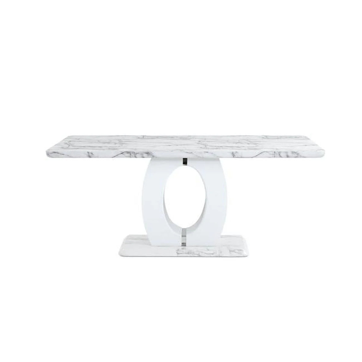 White Faux Marble Pedestal Dining Table F857264