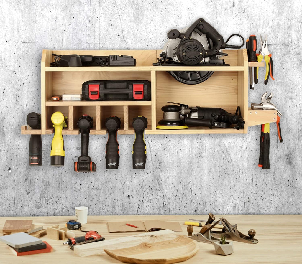 Power Tool Organizer Wall Mount, Drill Holder Storage with 5 Tool Slots G1180