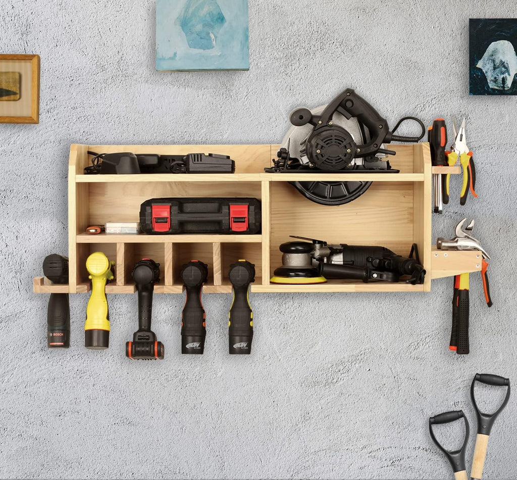 Power Tool Organizer Wall Mount, Drill Holder Storage with 5 Tool Slots G1180