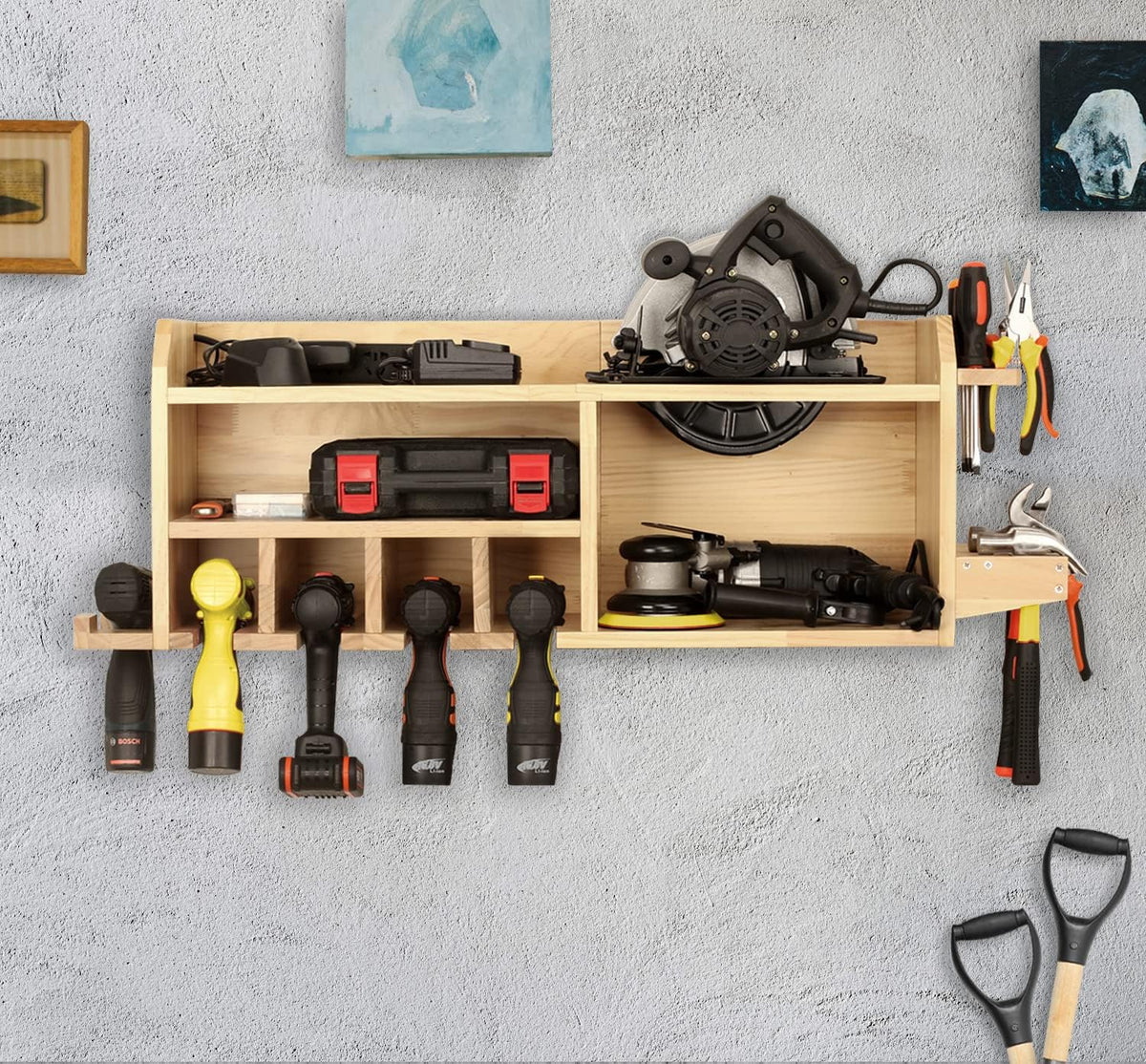 Power Tool Organizer Wall Mount, Drill Holder Storage with 5 Tool Slots G1180