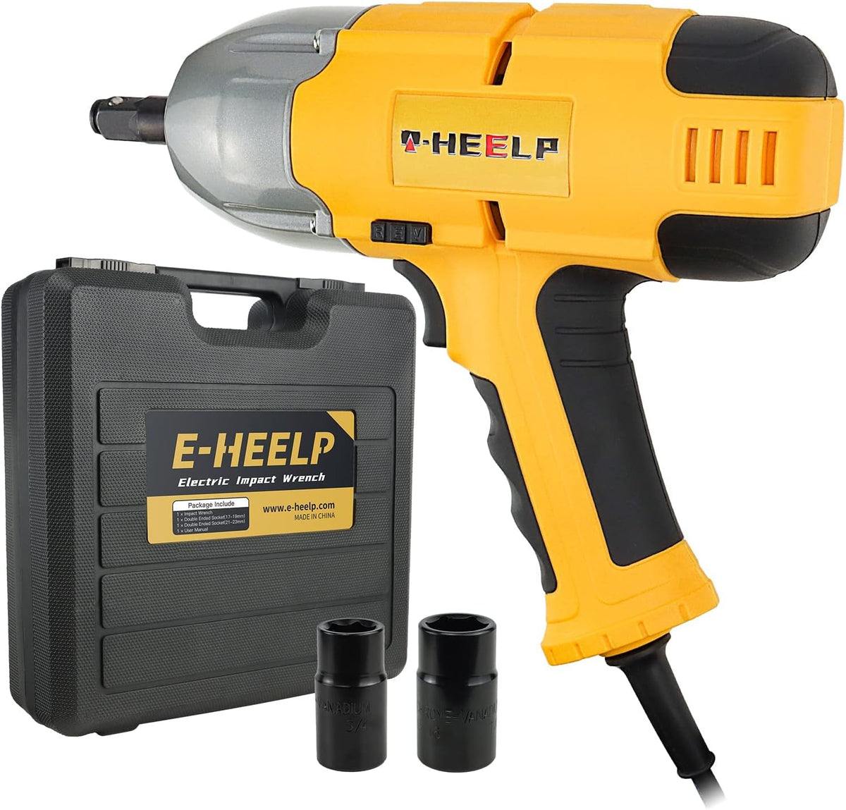 Yellow Corded Impact Wrench with Carry Case, 400 N.m Max Torque, Pack of 2 M179610