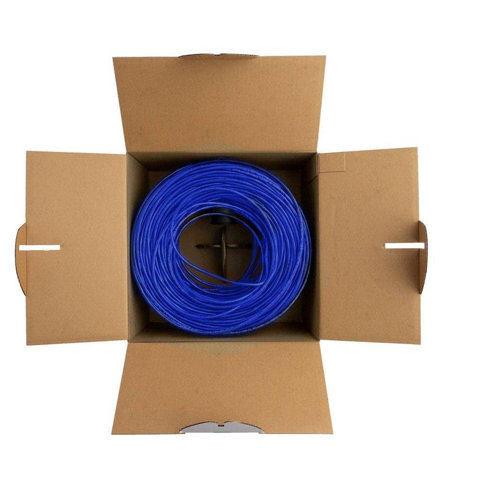Cat6 Ethernet Bulk Cable 500ft Blue Solid UTP 23AWG W3322