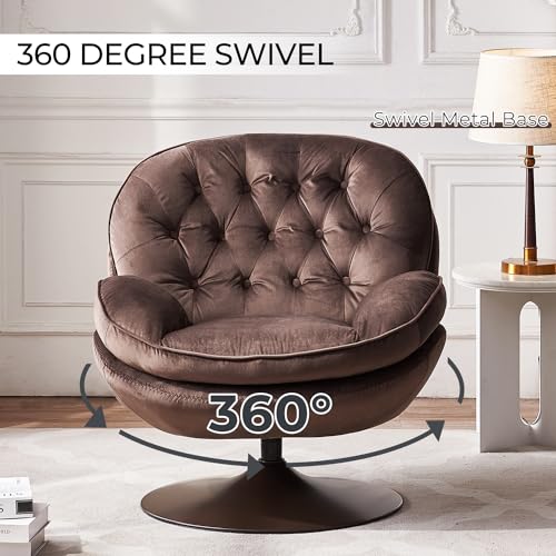 Olive Green Velvet Swivel Accent Chair with Ottoman Y2630