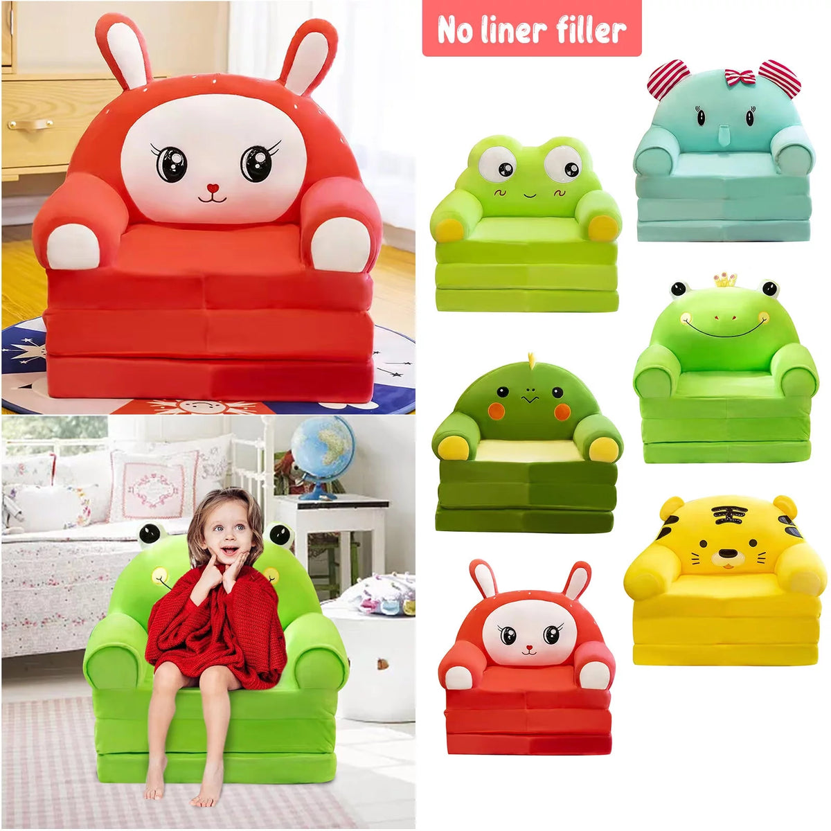 Plush Foldable Kids Sofa Armchair 2 In 1 Sofa Bed L25357