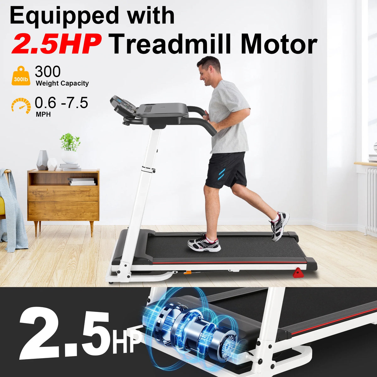 2.5 HP Portable Folding Treadmill with Incline V502539