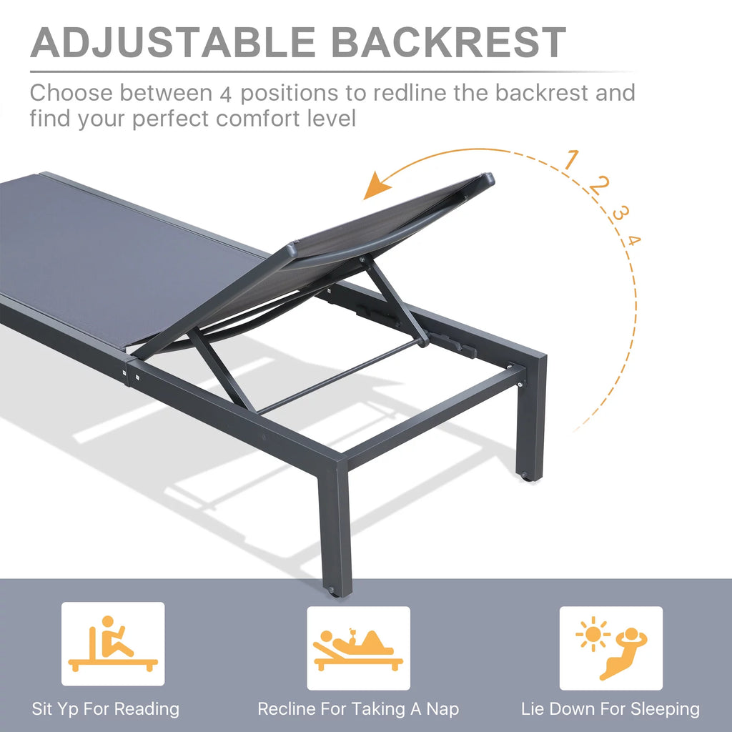3 Pieces Outdoor Patio Aluminum Reclining Chaise Lounge Chairs Set with Side Table I177512