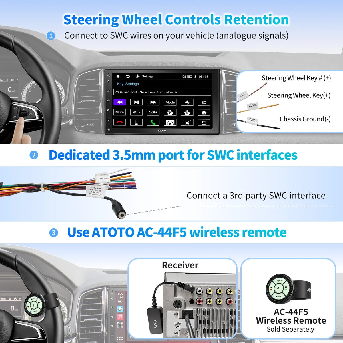 Double Din Car Stereo 7inch TouchScreen Wireless Apple Carplay Android Auto Bluetooth H811