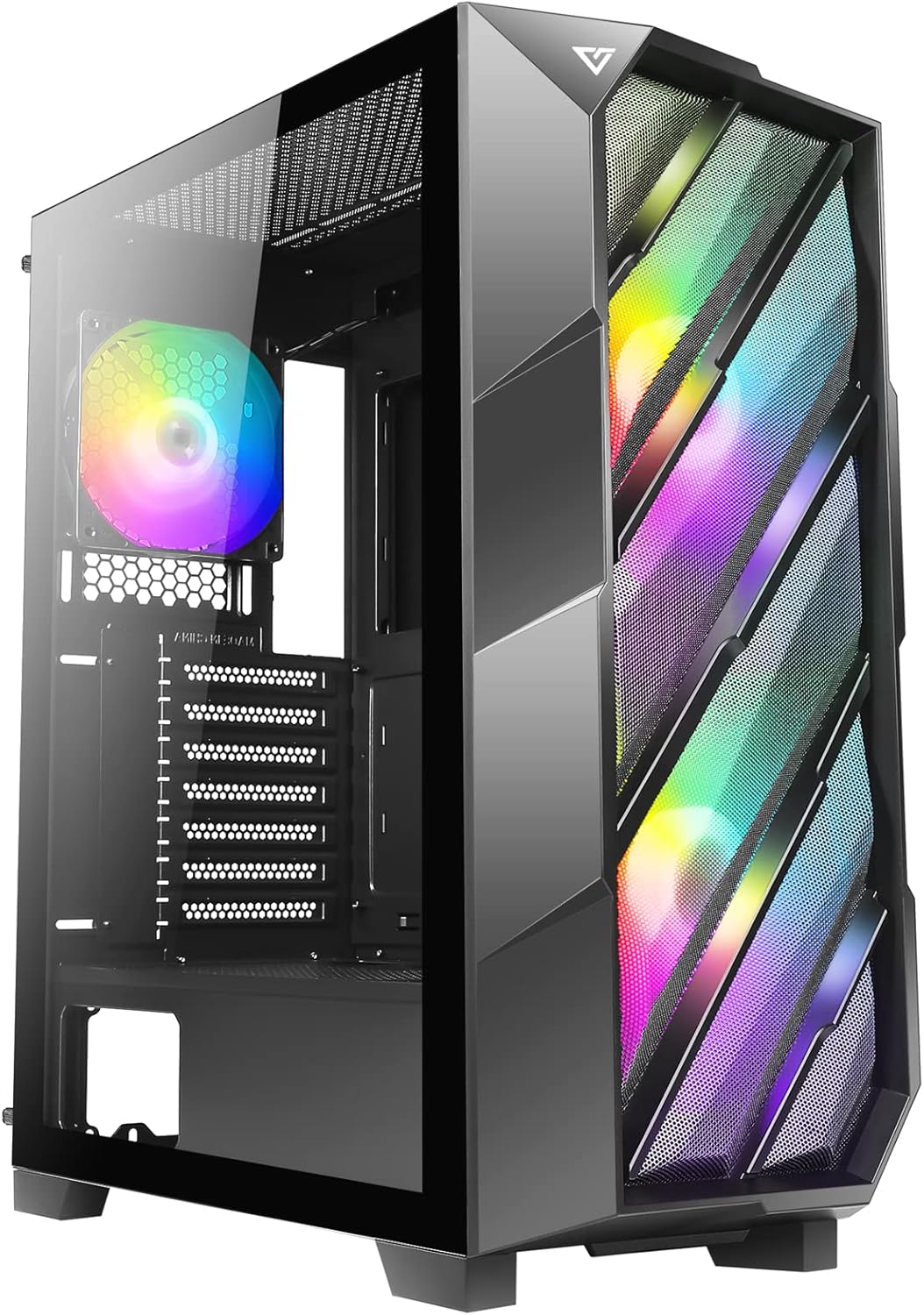 Mid-Tower ATX Gaming Case with 2 x 185mm & 1 x 120mm ARGB Fans, Tempered Glass Side Panel A233