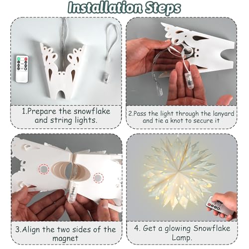 5 Pack Christmas Paper Snowflake Lanterns with LED Light O294