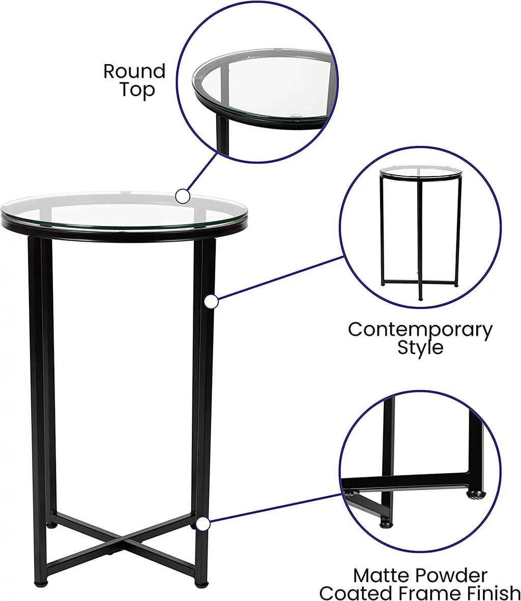3 Piece Glass Top Occasional Table Set W64753