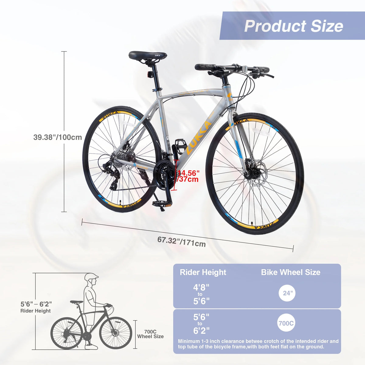 Silver 700C Hybrid Bike with Double Disc Brake B24926