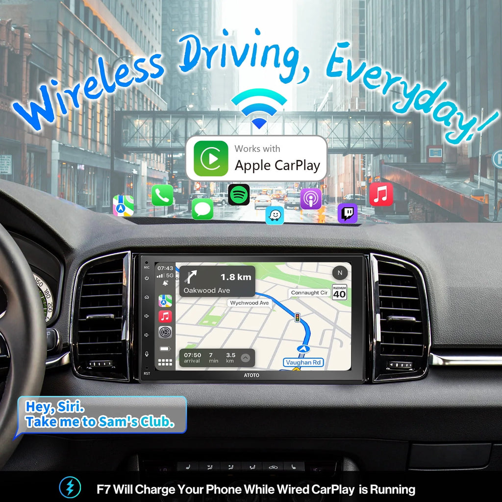 Double Din Car Stereo 7inch TouchScreen Wireless Apple Carplay Android Auto Bluetooth H811