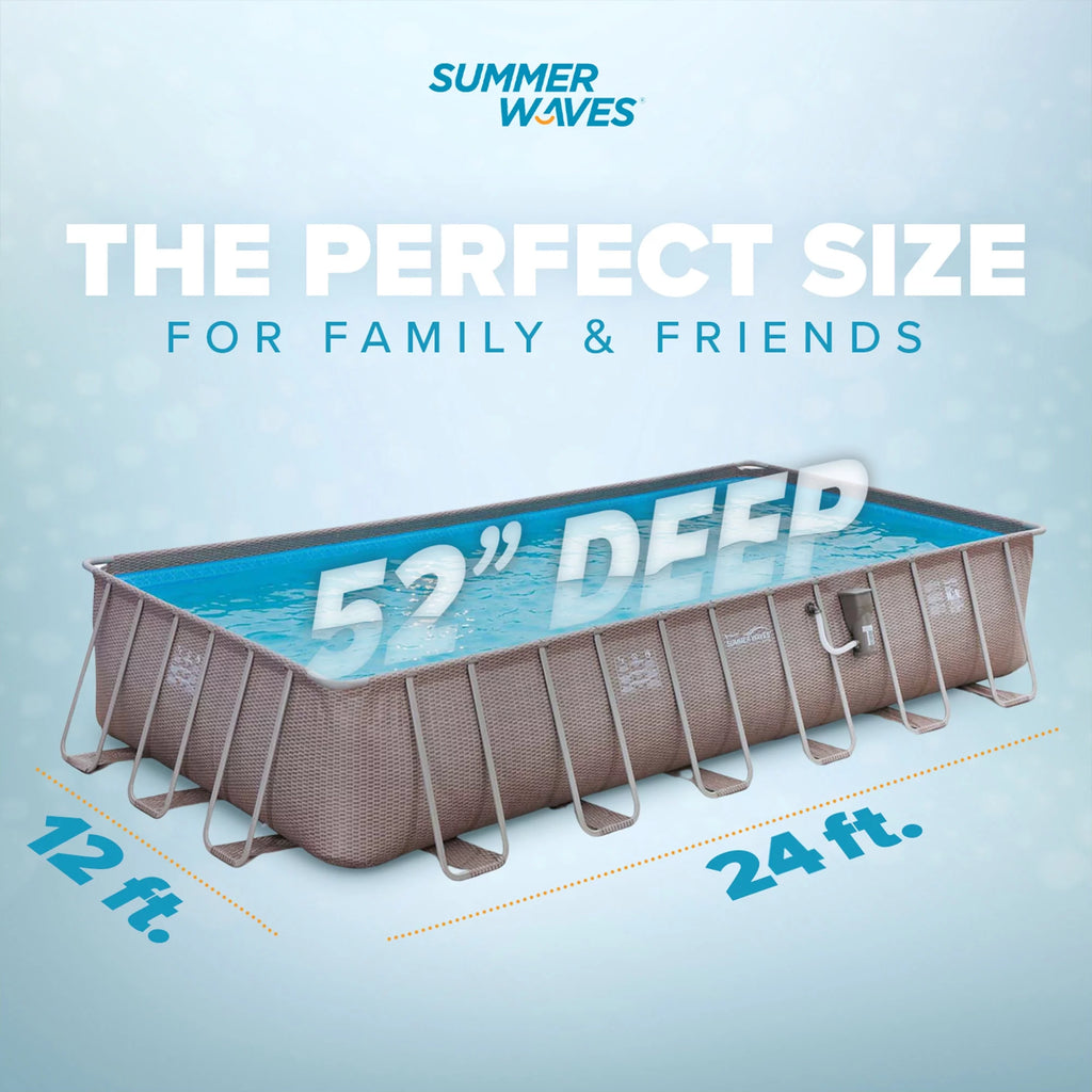 24 x 12 x 4.5' Rectangle Above Ground Frame Swimming Pool Set J8516