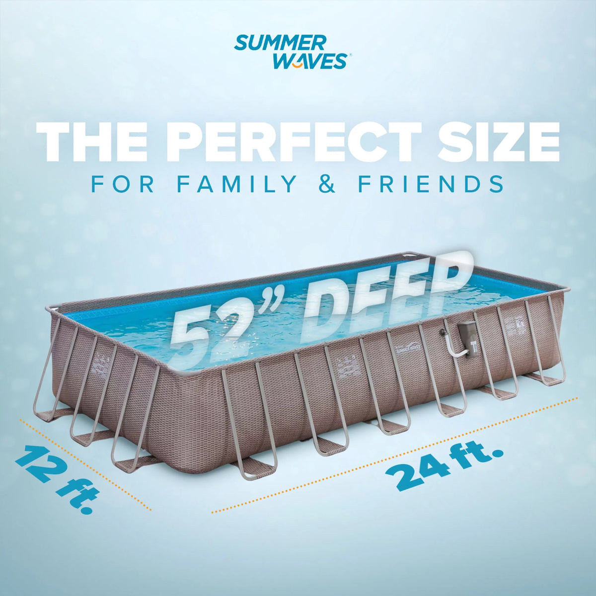 24 x 12 x 4.5' Rectangle Above Ground Frame Swimming Pool Set J8516