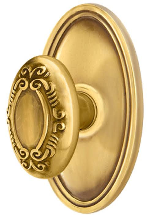 Solid Brass Passage Door Knob Set with Oval Rosette B535