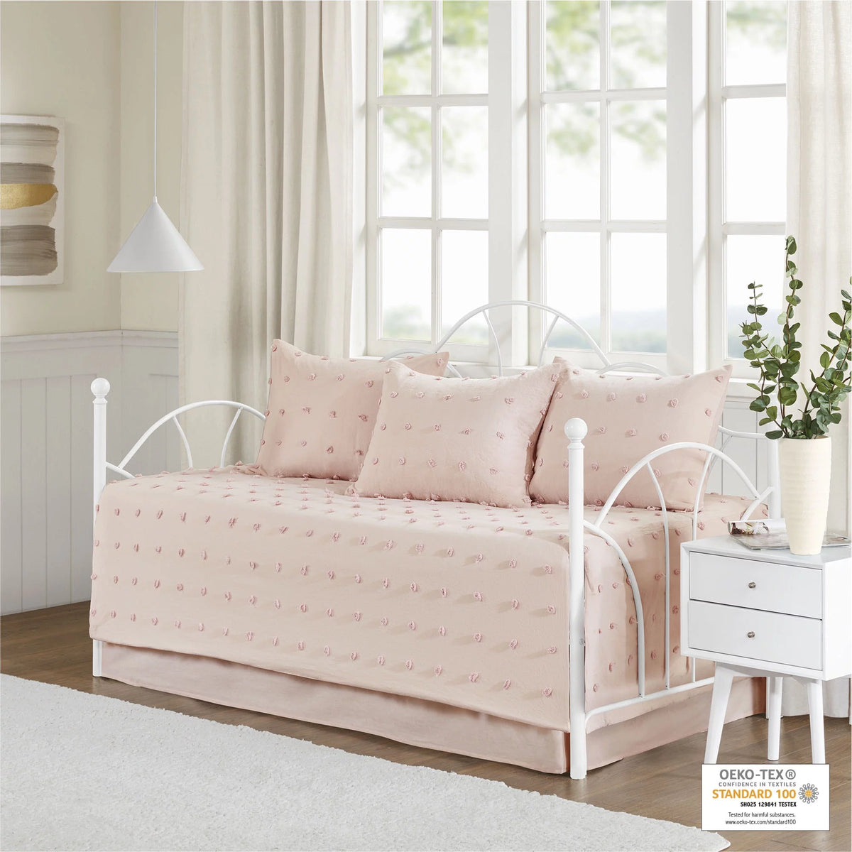 Cotton Tufted Pink 5 piece Daybed Bedding Set C6982