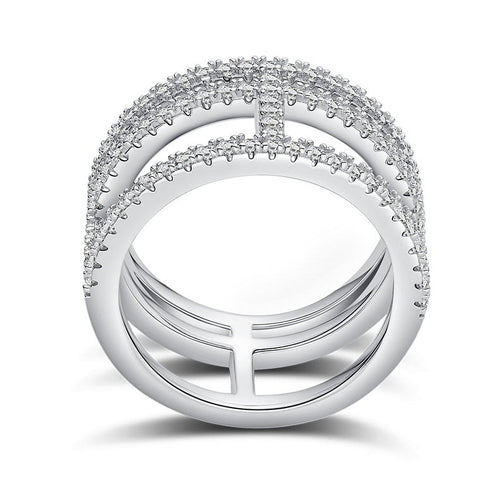 18K White Gold Plated Moissanite Engagement Ring P959525