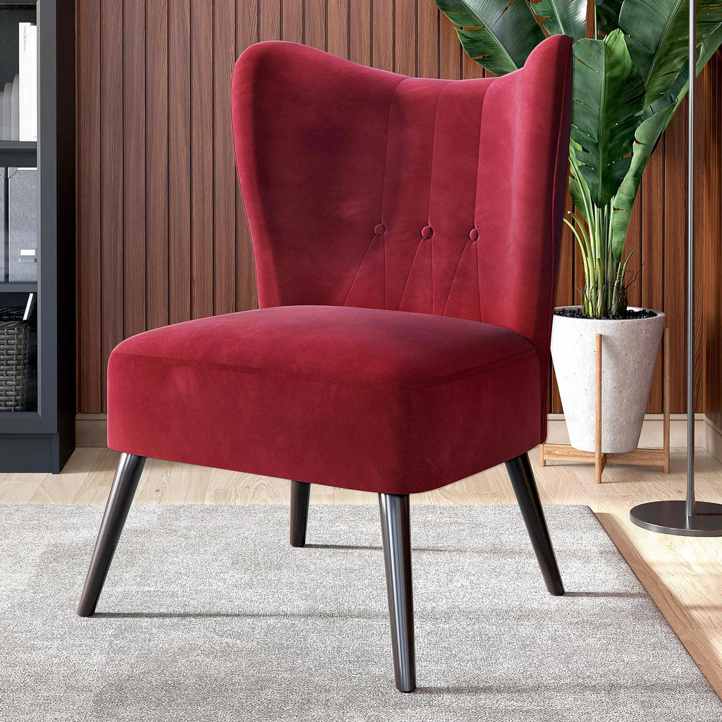 Red Velvet Accent Chair Y14095