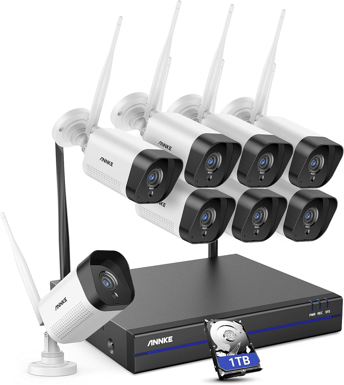 8CH Wireless Security Camera System with 1TB Hard Drive and 8 1440P Outdoor WiFi IP Cameras Z9892