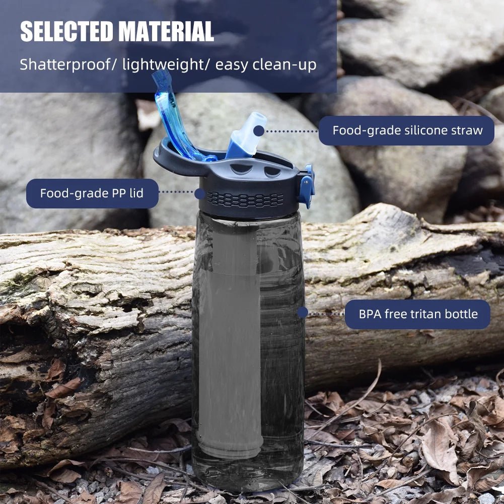Black Tritan Water Bottle with Filter and Lockable Lid U954