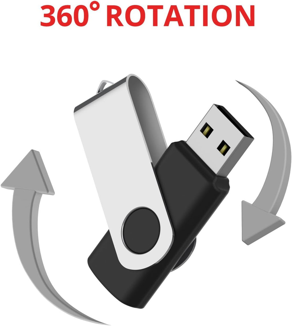 10 Pack 4GB USB2.0 Swivel Flash Drives with Led Indicator, Black Z670882