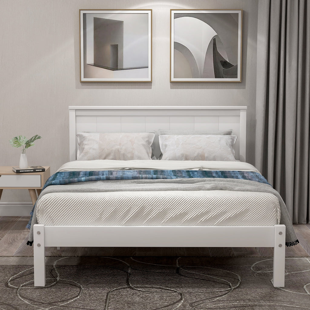 Twin Size Wood Platform Bed with Headboard B67986