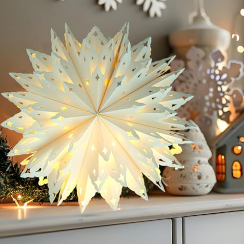 5 Pack Christmas Paper Snowflake Lanterns with LED Light O294