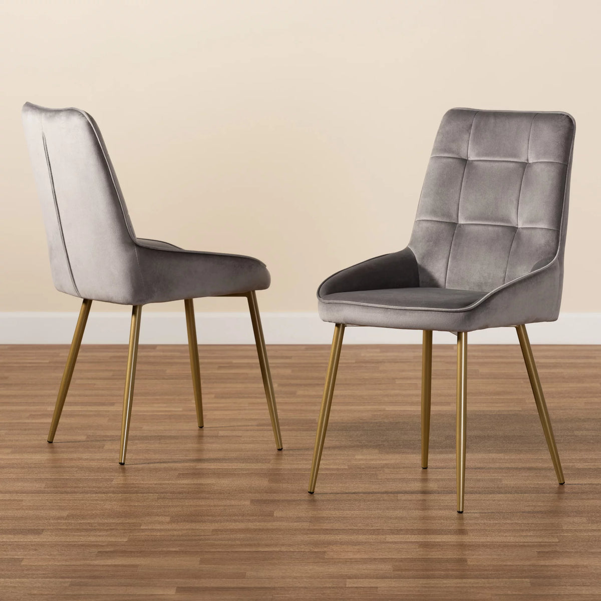 Grey and Gold Dining Chair Set of 2 C325