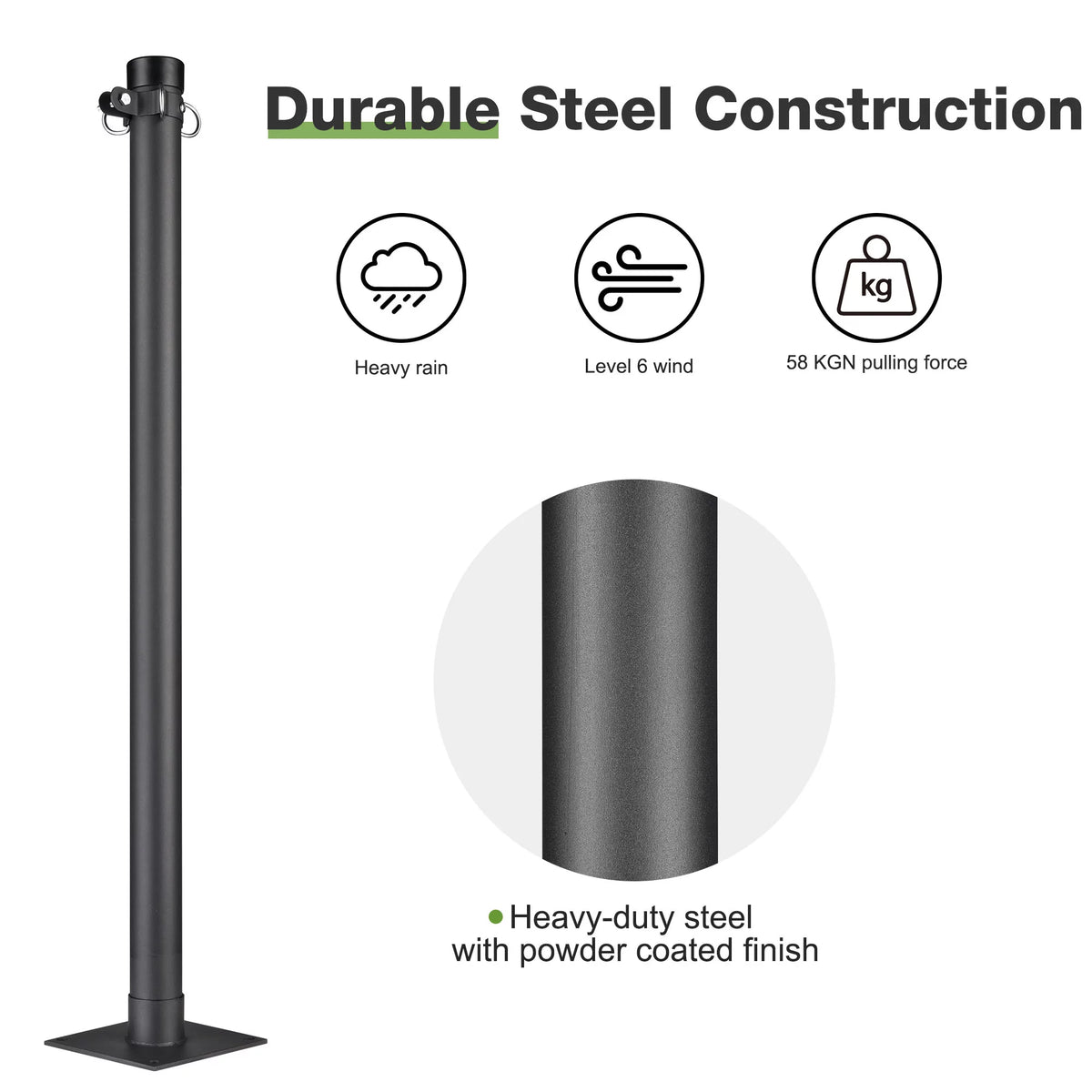 10Ft Black Shade Sail Pole E15402