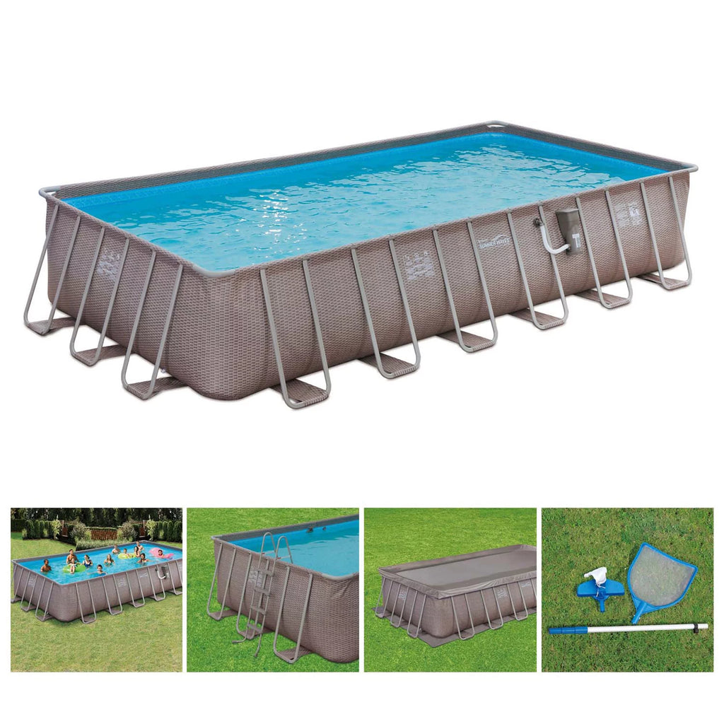 24 x 12 x 4.5' Rectangle Above Ground Frame Swimming Pool Set J8516
