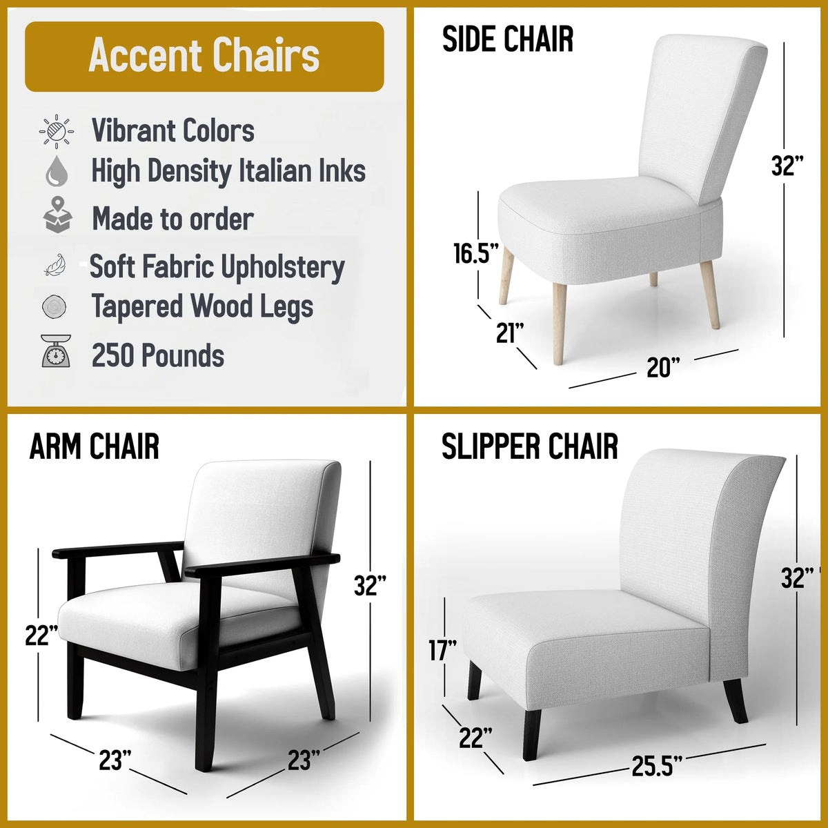 Black And White Upholstered Accent Chair V835